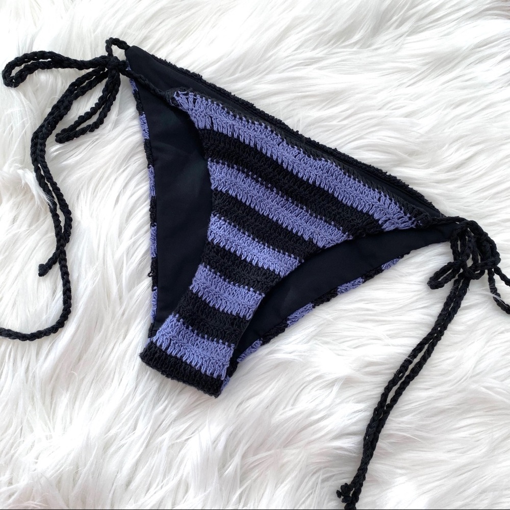 Mara Hoffman Purple Striped Crochet Bikini Bottom